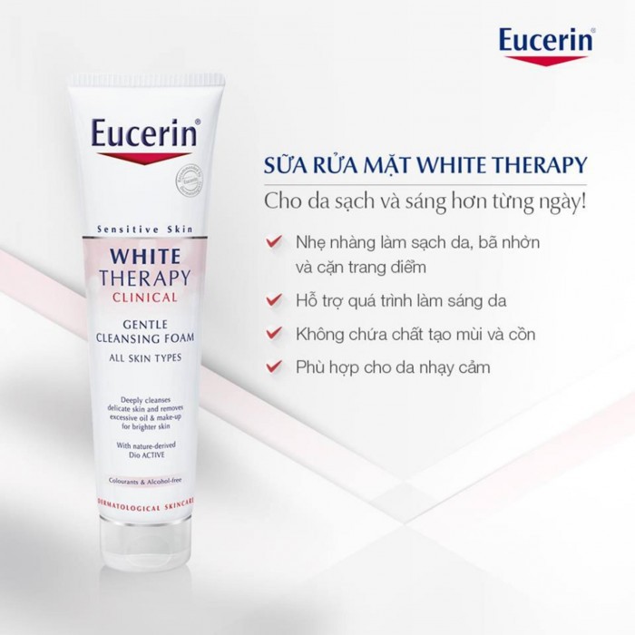 Sữa Rửa Mặt Tạo Bọt Trắng Da Eucerin White Therapy Clinical Gentle Cleansing Foam (150g)