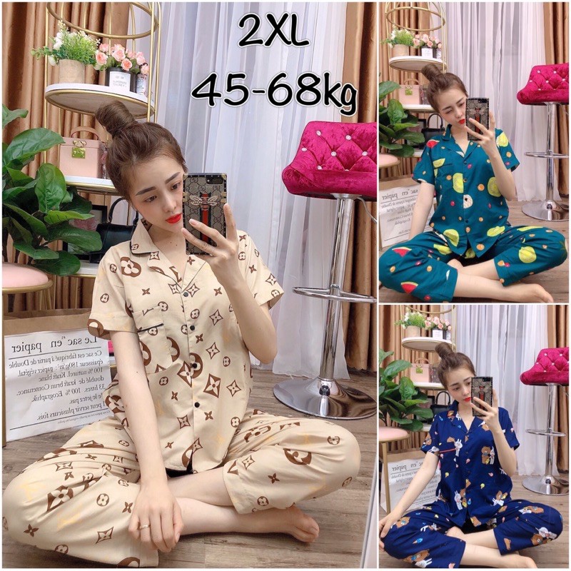 Bộ Pijama Kate Bigsize 45-68kg - Tay ngắn quần dài