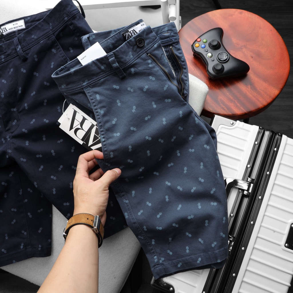 Quần Short Kaki Nam Hoạ tiết quả Dứa Trẻ trung, Năng động