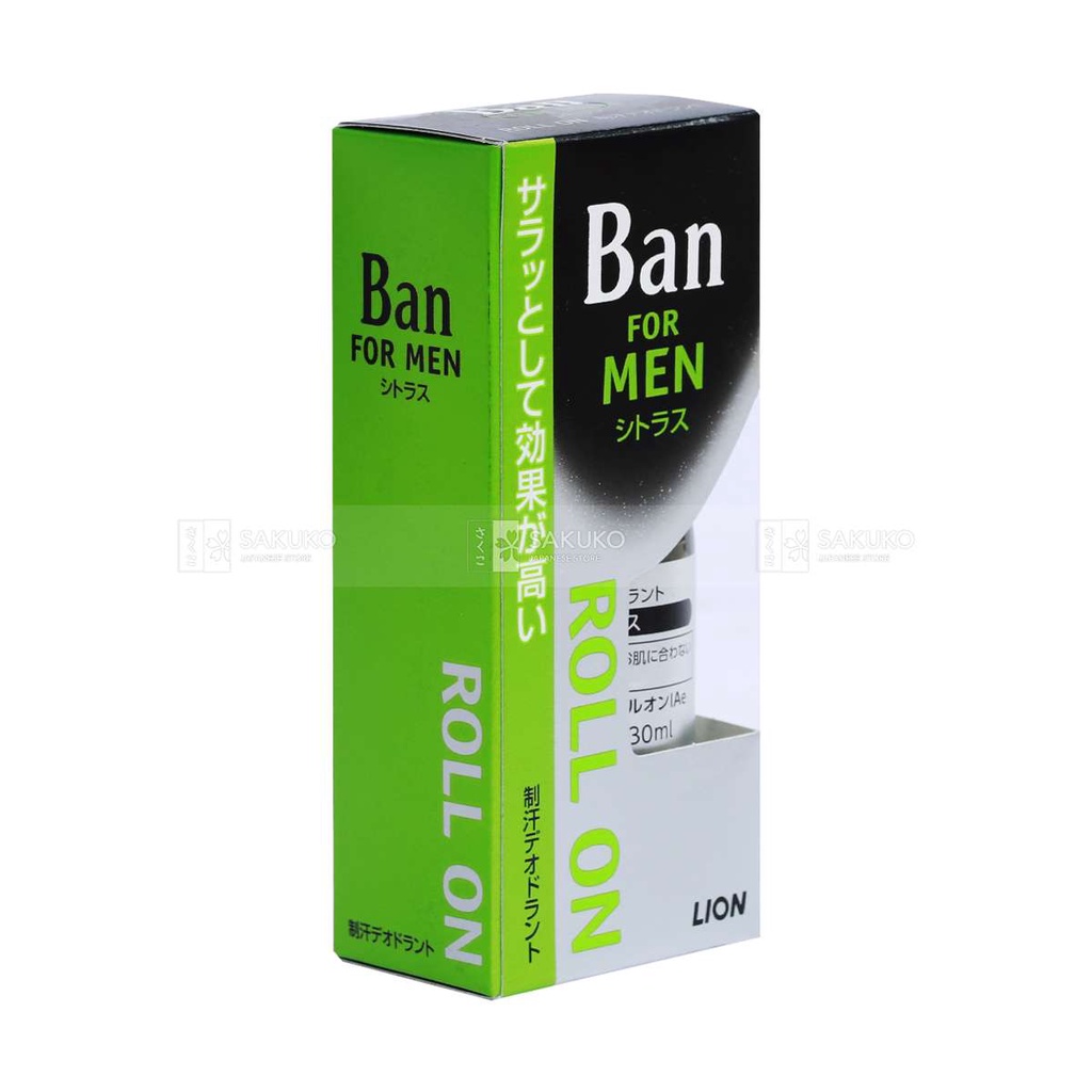 Lăn khử mùi diệt khuẩn BAN không mùi 30ml FOR MEN-[Hàng Nhật Nội Địa]