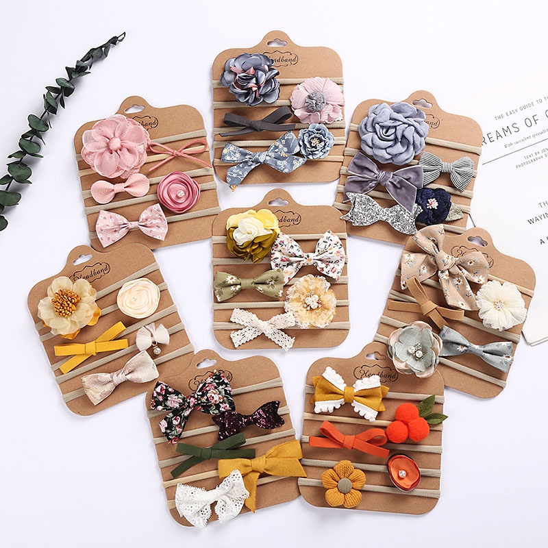 Set 5 băng đô mềm co giãn đáng yêu cho bé nhiều kiểu dáng tự chọn