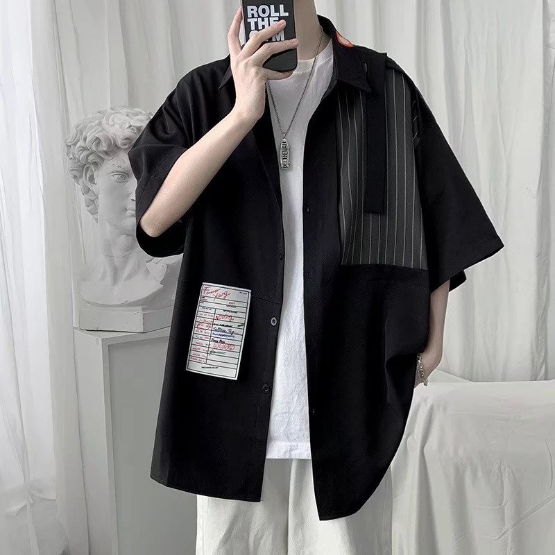 Áo Sơ Mi Tay Ngắn Kẻ Sọc Thời Trang Hàn Quốc Cho Nam