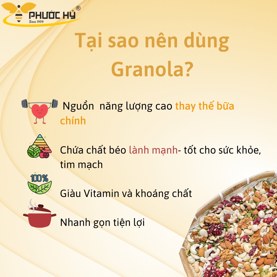 Granola siêu hạt ngũ cốc mật ong ăn kiêng giảm cân thơm ngon tiện lợi 500gr