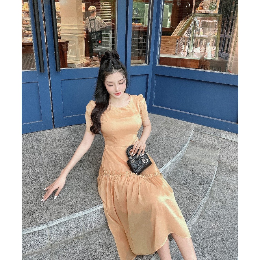 Đầm voan ánh kim thiết kết bèo xéo DAM030 – Lady Fashion