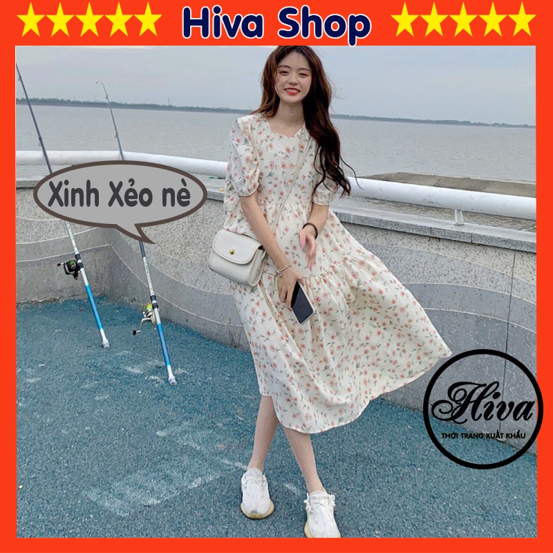 Váy trắng babydoll cổ tròn body vintage hoa nhí dáng dài ulzzang đi du lịch biển , Đầm nữ thiết kế maxi dự tiệc