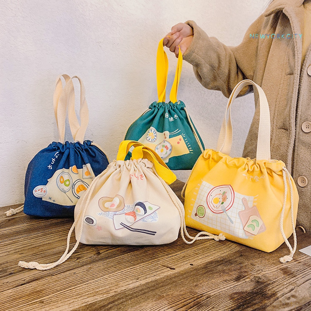 Túi Canvas Dây Rút Cách Nhiệt Chống Rò Rỉ Đựng Thực Phẩm Đi Cắm Trại