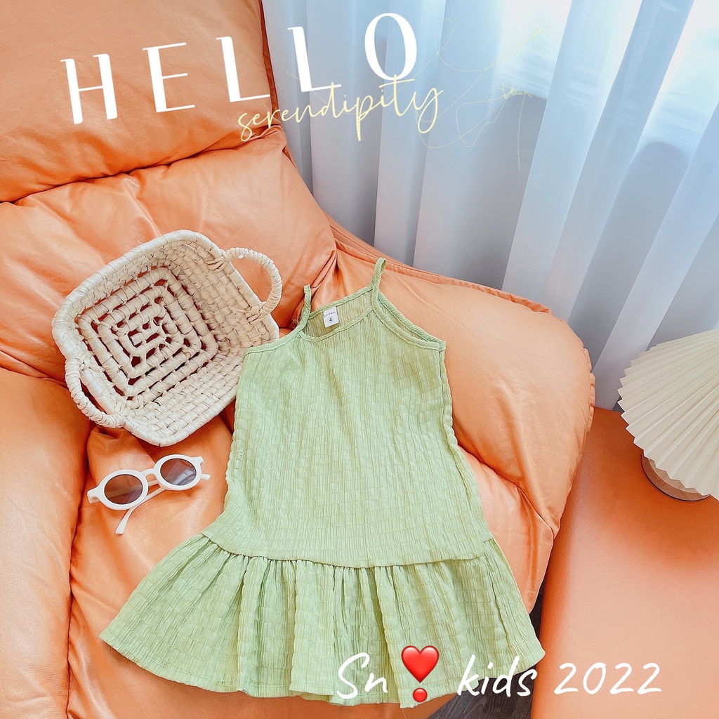 Váy 2 dây bé gái đuôi cá đũi xốp nhăn XHN975