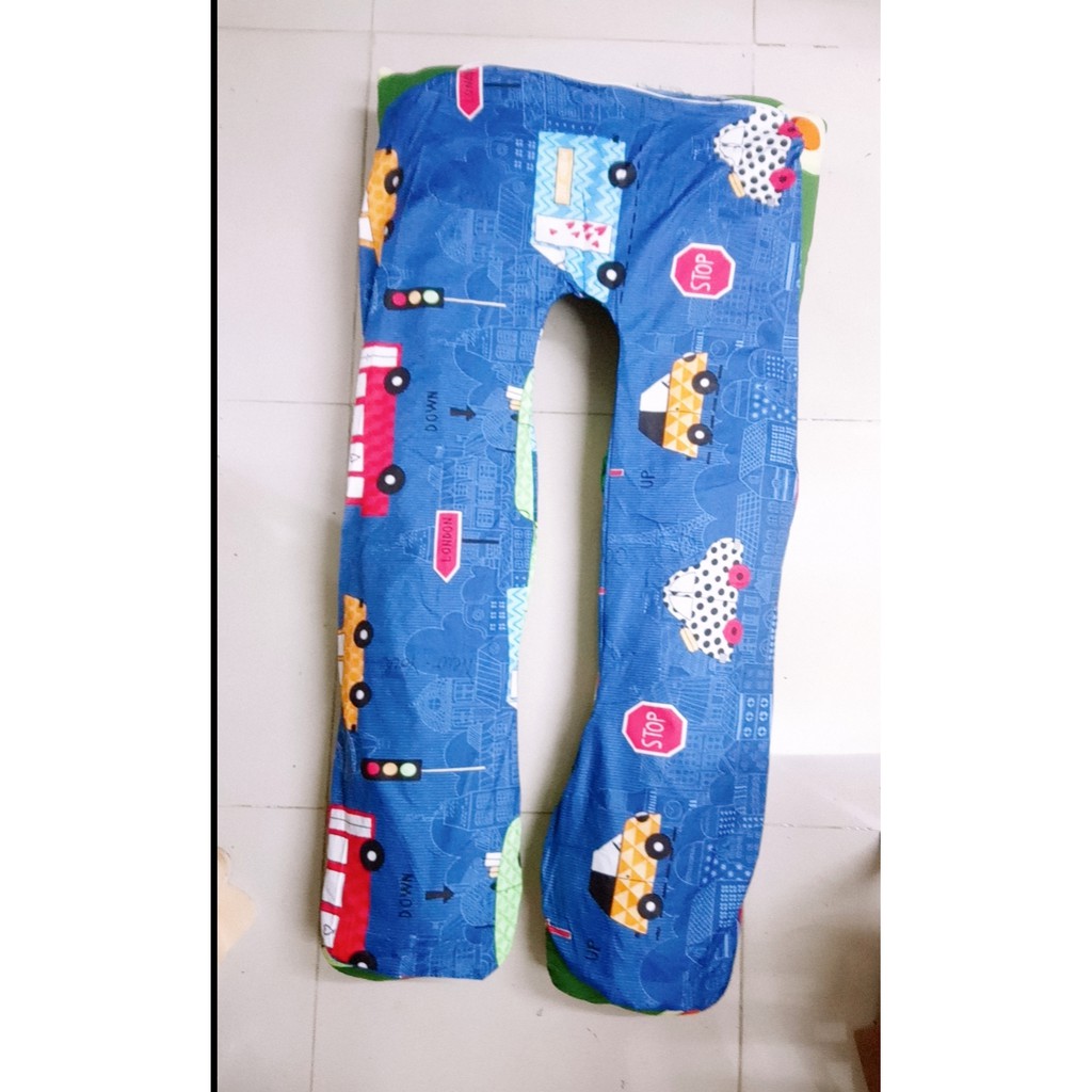 Xả kho vỏ gối ôm bầu chữ u vải cotton poly mẫu ô tô cho bé