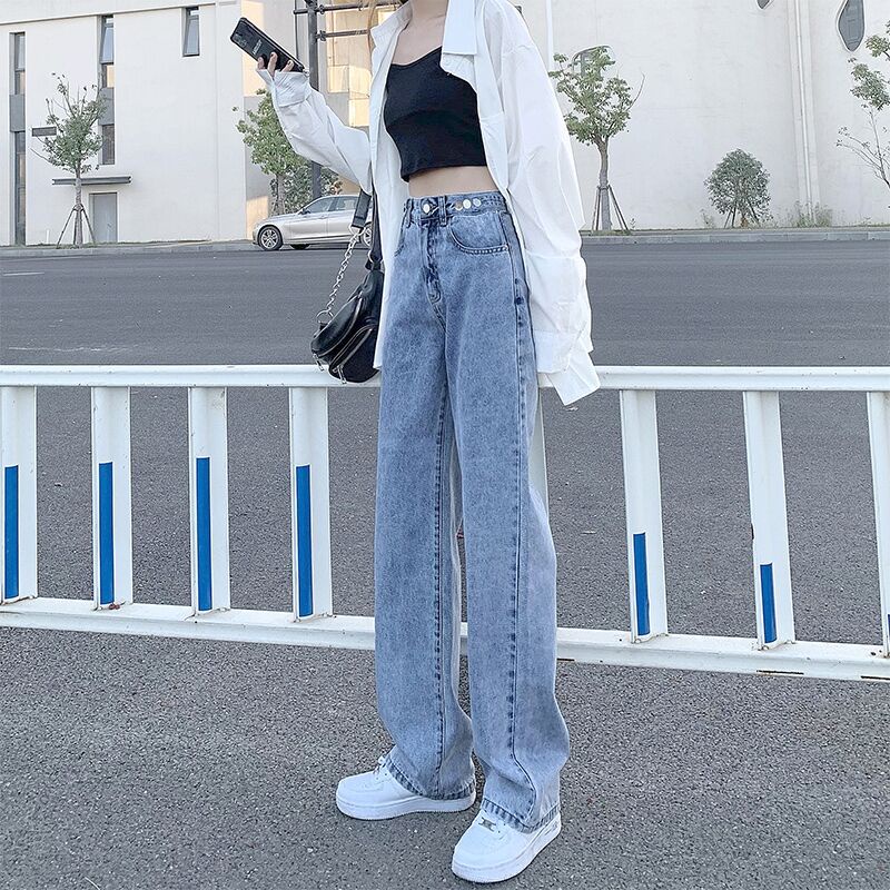 Quần jean NZN ống rộng lưng cao thời trang cho nữ