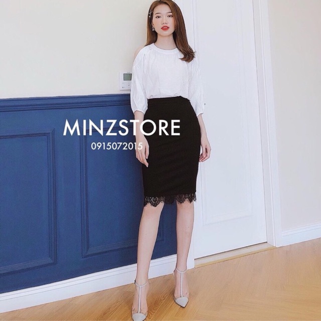 Chân váy bút chì phối ren | BigBuy360 - bigbuy360.vn