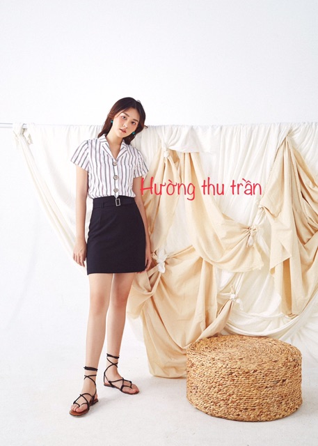 Chân váy chữ a basic phối đai vuông thời trang công sở | BigBuy360 - bigbuy360.vn