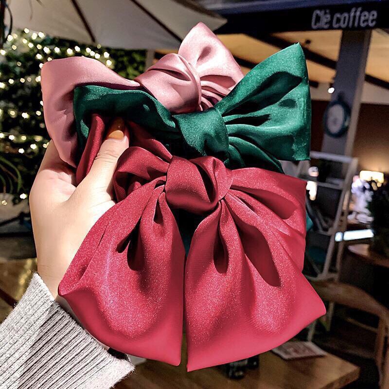 ❤️Cặp Tóc Thắt Nơ Vải Satin Cỡ Lớn Phong Cách Hàn Quốc