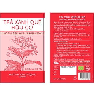 Trà xanh quế lá hữu cơ, 50gr (Organic Cinnamon Green Tea Leaf, 50gr)