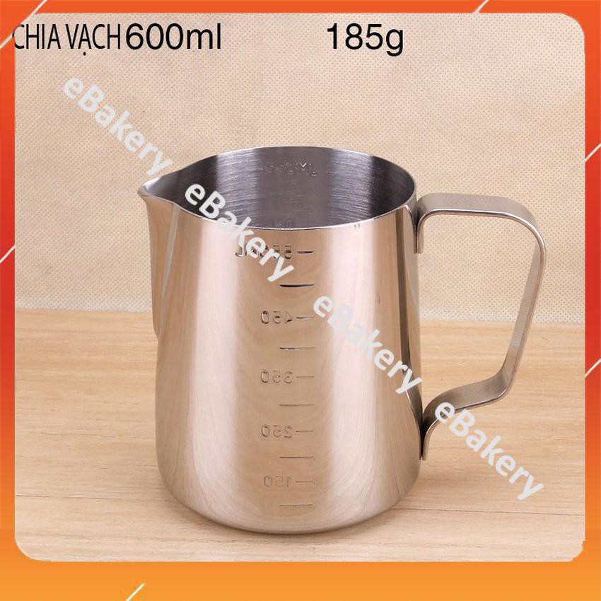 Ca đánh bọt sữa inox cao cấp, siêu bền có vạch chia định lượng 350ml, 600ml, 1000ml  - eBakery