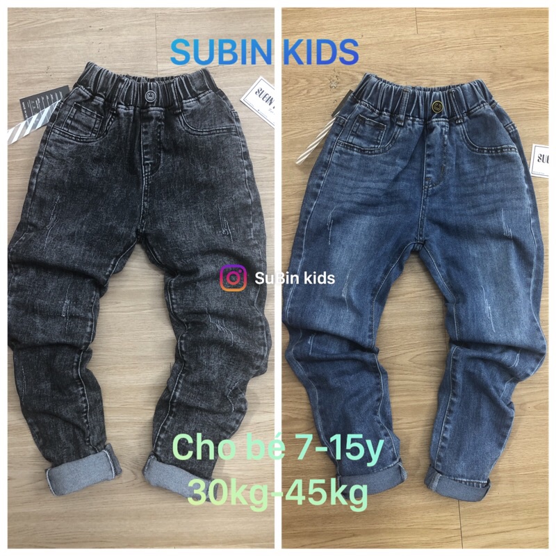 Quần jeans trẻ em SB8003 sz 30kg - 45kg quần bò bé trai bé gái cạp chun sai to (hàng có sẵn) SUBIN KIDS