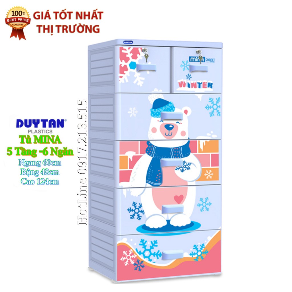 Tủ nhựa Duy Tân MINA 5 Tầng-6 Ngăn -Kem Nấm