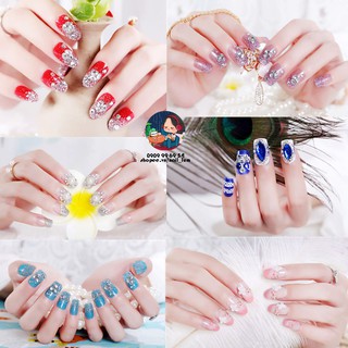 Móng Giả - Nail 3D Dài - Đính Đá [Sẵn Keo Và Dụng Cụ - Đóng Hộp 24 Mẫu Đủ Size] - BST