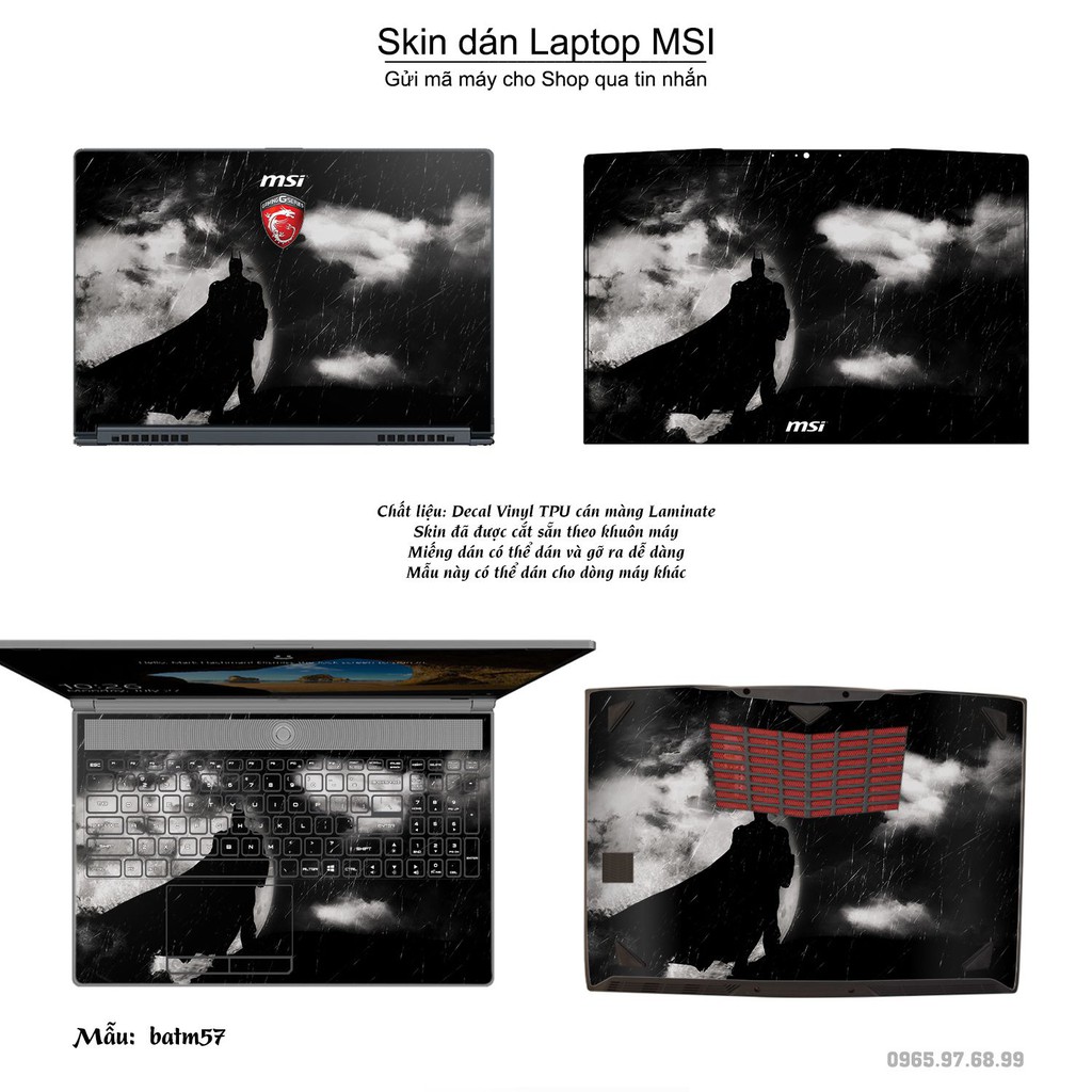 Skin dán Laptop MSI in hình Người dơi _nhiều mẫu 3 (inbox mã máy cho Shop)