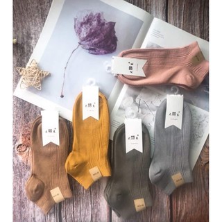 Combo 5 đôi tất cổ ngắn trơn gân nữ hàn quốc