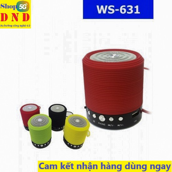 Loa bluetooth WS-631 dùng pin sạc hỗ trợ cắm thẻ, USB kiểu dáng tròn nhỏ gọn, có dây treo tiện lợi