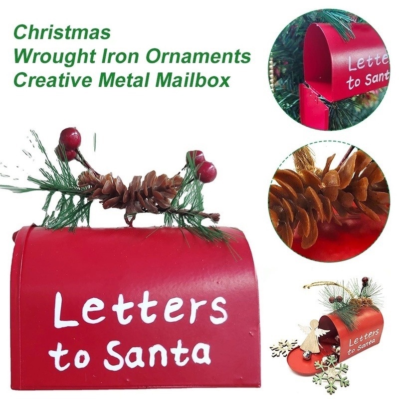 Hộp Thư Bằng Sắt Màu Đỏ Đáng Yêu Trang Trí Cây Thông Giáng Sinh / Hộp Thư Ông Già Noel