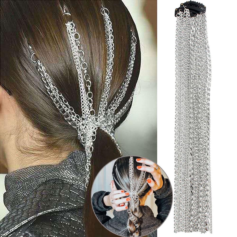 ANEMONE Tóc Giả Nối Dài Dạng Chuỗi Màu Bạc Nhiều Sợi Cho Cô Dâu