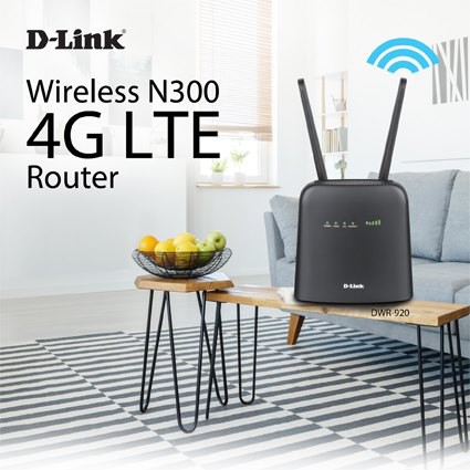 Bộ phát wifi 4G LTE Wireless N300 DLink DWR-920 300mbps , 2 râu Anten , 3 cổng LAN