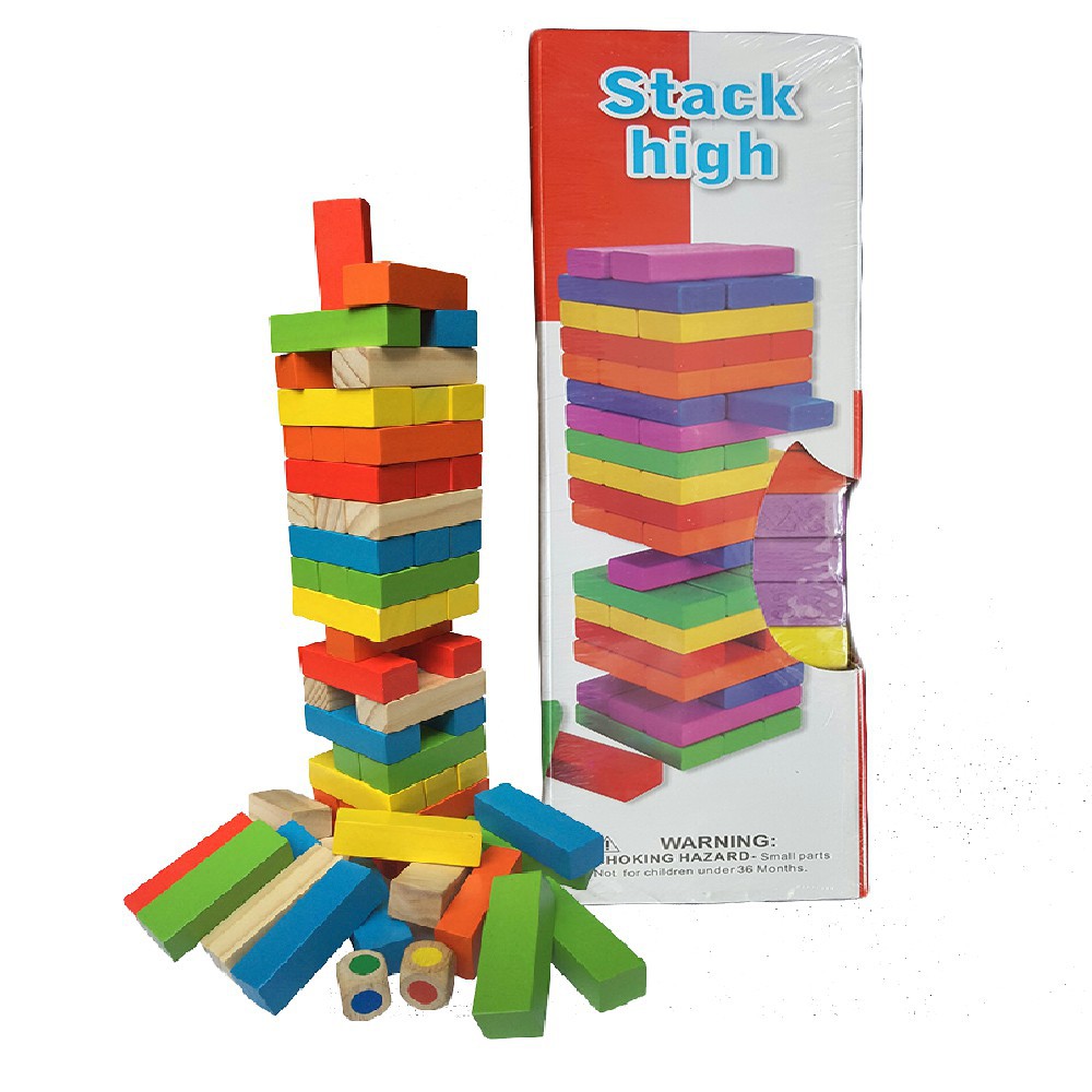 Trò chơi rút gỗ màu loại to 30cm Jenga Màu cỡ đại