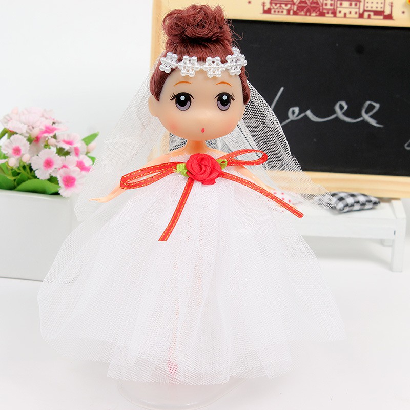 Búp Bê Barbie Mặc Váy Cưới Cỡ Lớn 18cm Kèm Keo Dán Xinh Xắn