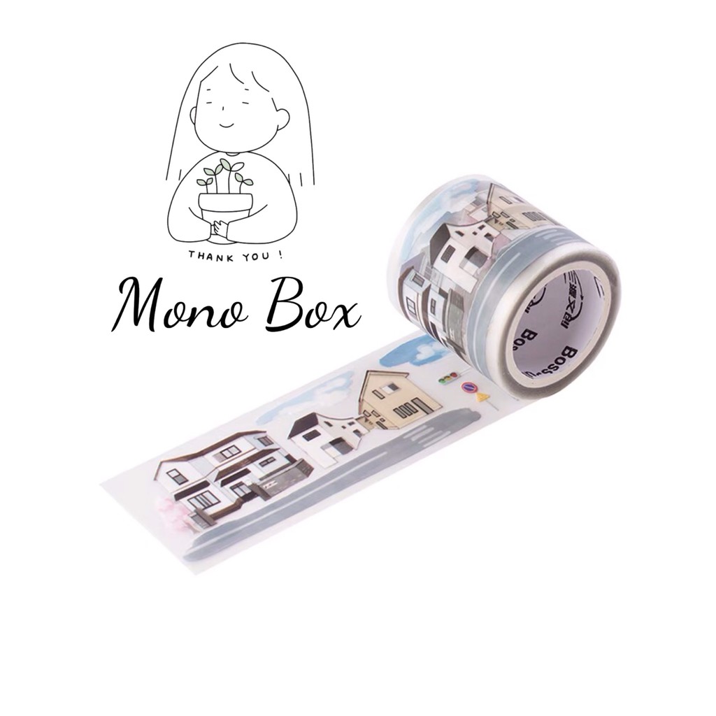 [Chiết] Washi Tape 35x4.5cm băng dính trang trí họa tiết con đường hoa làm tranh washi Mono_box 00907