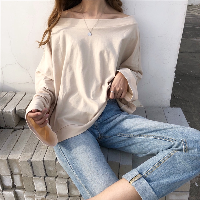 Áo nữ trễ vai dài tay kiểu dáng Hàn Quốc | BigBuy360 - bigbuy360.vn