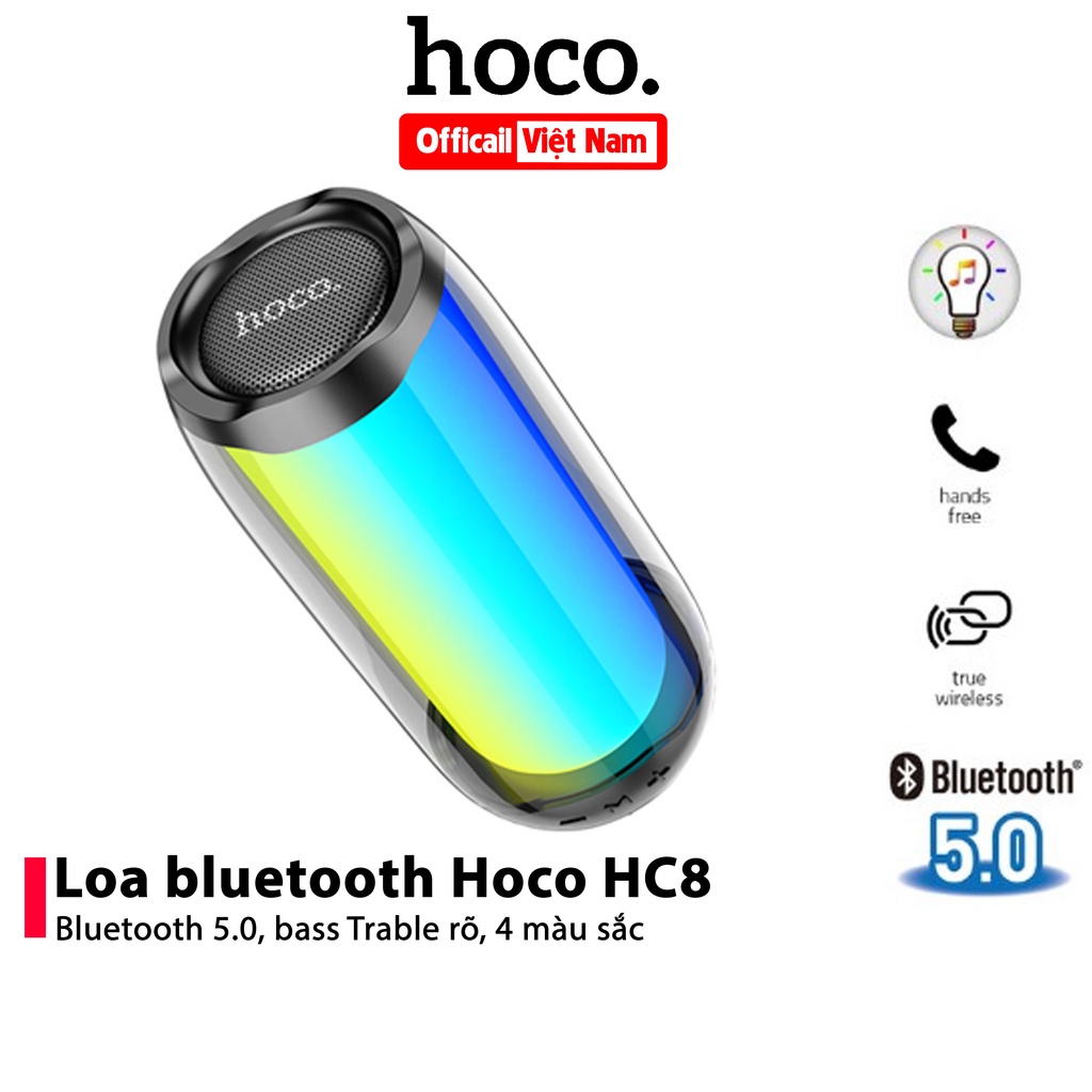 Loa Bluetooth không dây hoco HC8 đèn LED 360 cực đẹp, âm thanh siêu hay, hàng chính hãng bảo hành 12 tháng