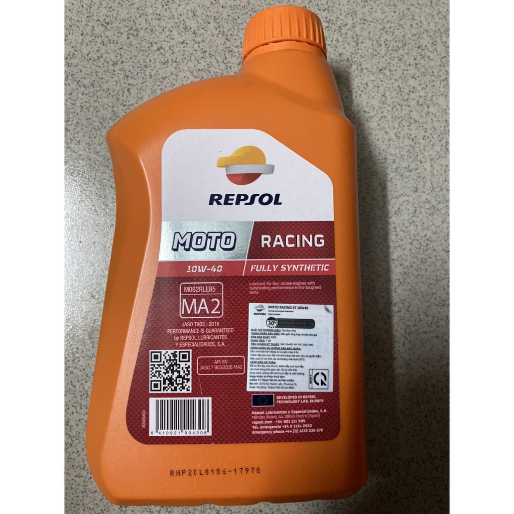 Nhớt Repsol Racing 10W40 Tổng Hợp 1L Nhập TÂY BAN NHA NPP HUỲNH CHÂU