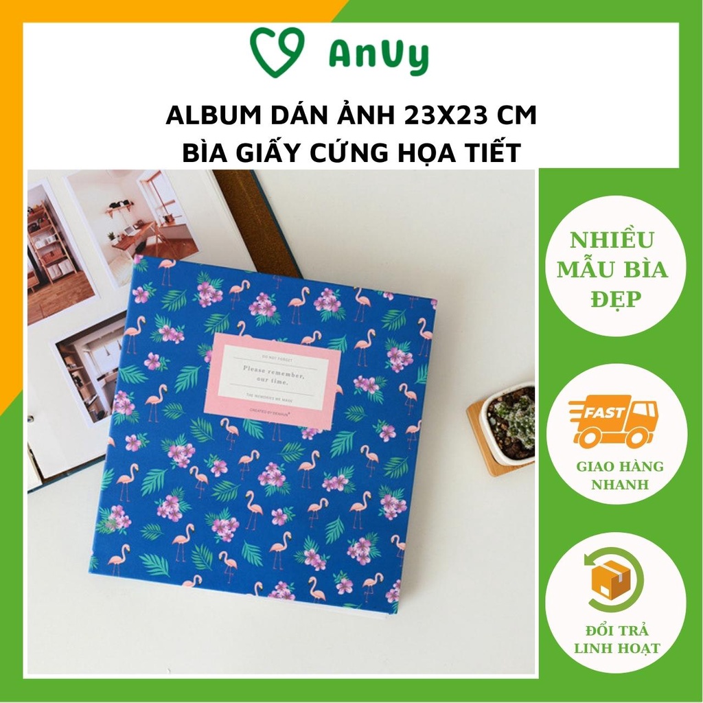 Album dán ảnh cỡ 23x23 cm bìa họa tiết trang nhã cao cấp làm quà tặng, để ảnh cho con nhiều cỡ Kho album ảnh ANVY