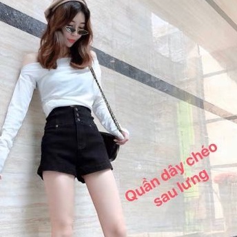 Quần Shorts Kaki lưng cao 3 Nút dây chéo sau lưng tôn dáng sang chảnh.