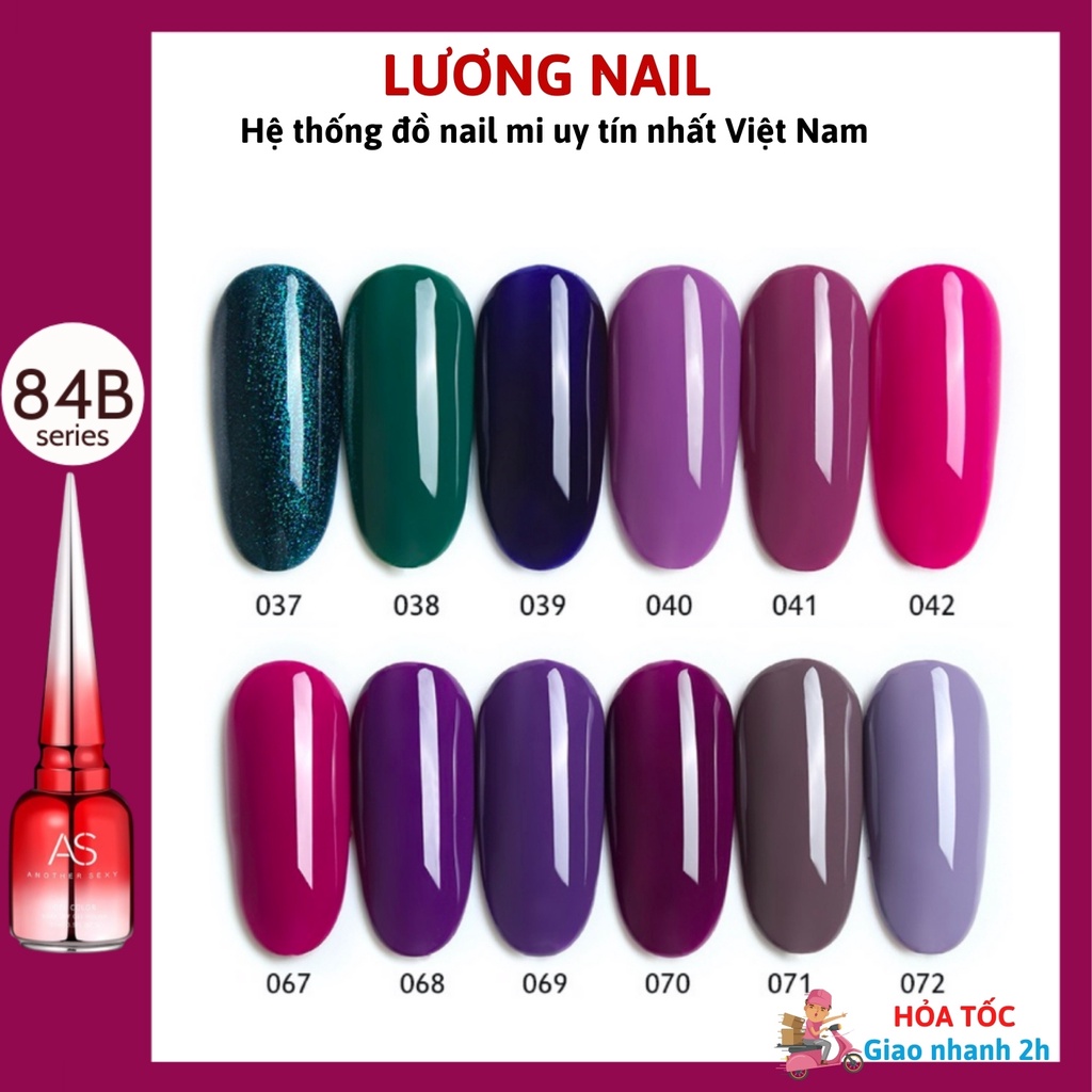 Sơn gel AS sơn móng tay gel tone trắng sữa xanh ngọc tím nhạt chai 15ml