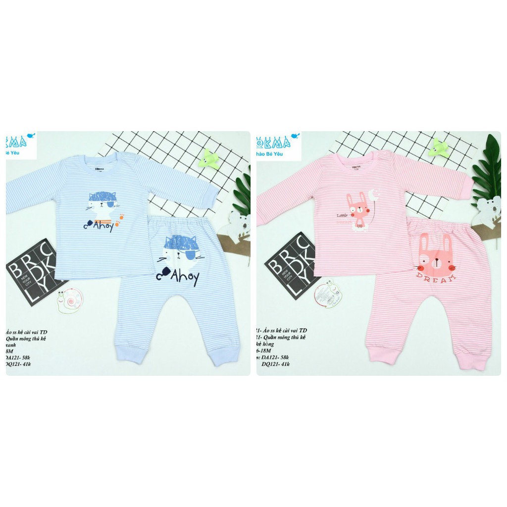 DOKMA_Bộ Cài Vai Dài Tay Mỏng Cho Bé (6-18M)