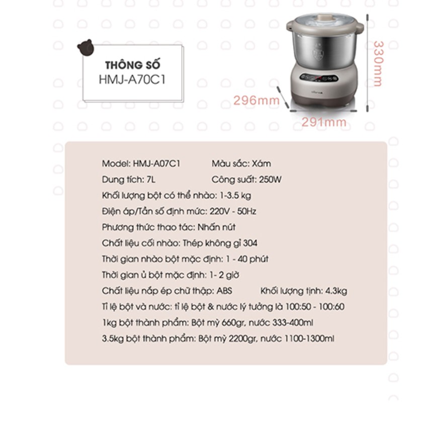 Máy Nhồi Bột, Máy Nhào Bột Tự Động Đa Năng Bear_BẢN QUỐC TẾ_Dung tích 3.5L, 5L, 7L., Máy Trộn, Đánh Chả Quết_BH 18Tháng