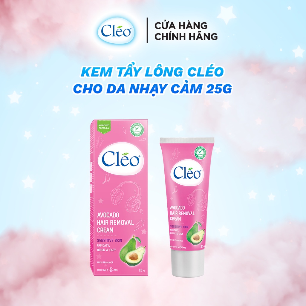 Combo 3 hộp Kem Tẩy Lông Cho Da Nhạy Cảm Cléo Avocado Hair Removal Cream Sensitive Skin 25g/ hộp