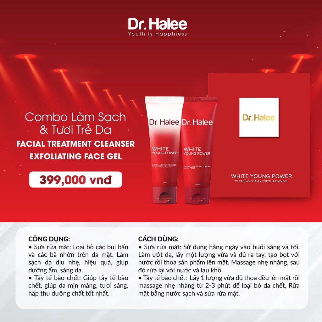 Bộ Đôi Sửa rửa mặt và Tẩy da chết Dr.Halee 100ml