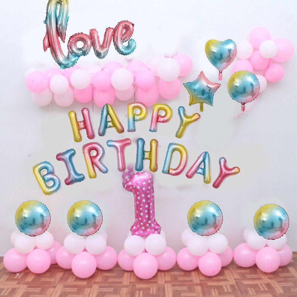 Bong bóng lá nhôm hình cầu vồng trang trí tiệc chúc mừng sinh nhật