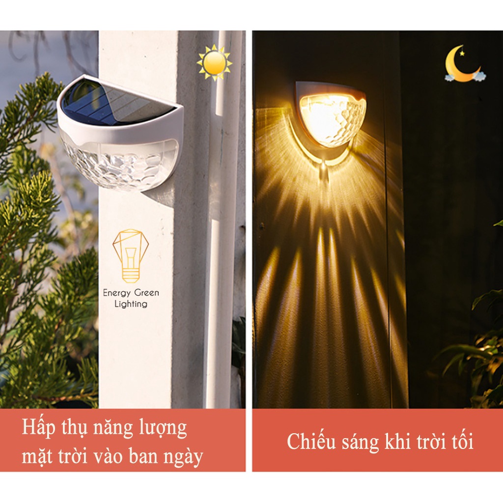 Combo 3 Đèn Led Gắn Tường Energy Green Lighting - Sử Dụng Năng Lượng Mặt Trời MT-107 - Chống Nước IP65