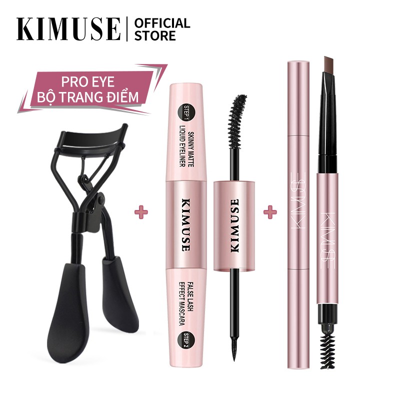 Mascara Kiêm Bút Kẻ Mắt / Chì Kẻ Mày Hai Đầu / Dụng Cụ Bấm Mi Kimuse Thiết Kế 2 Trong 1