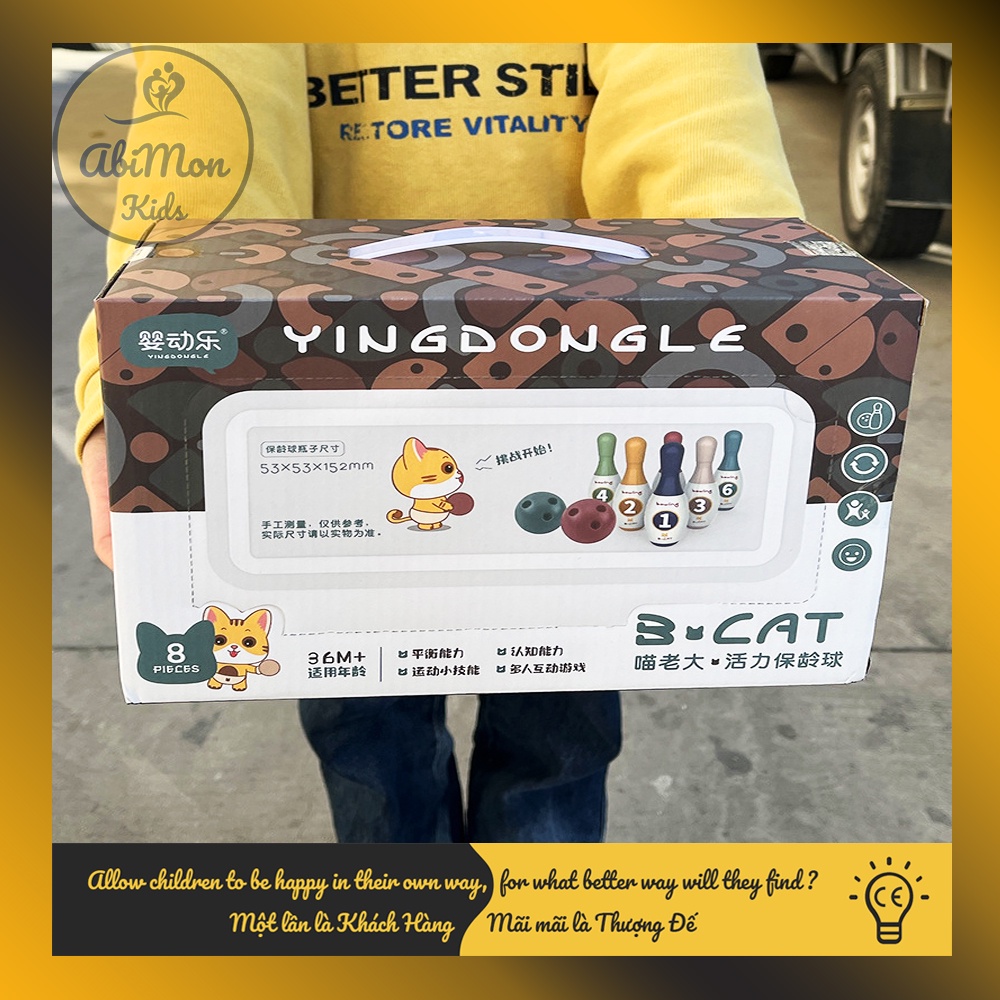 Đồ Chơi Ném Bóng Bowling Cho Bé (2 bóng) ☘️ Montessori cao cấp ✨ Đồ chơi Gỗ - Giáo Dục - An toàn - Thông minh