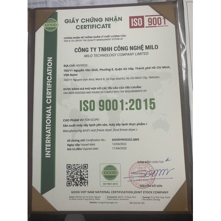 [CÔNG NGHỆ MỚI] MÁY SẤY LẠNH YẾN GIA ĐÌNH 50 TỔ/ 100 TỔ/ 200 TỔ ĐẠT CHUẨN ISO
