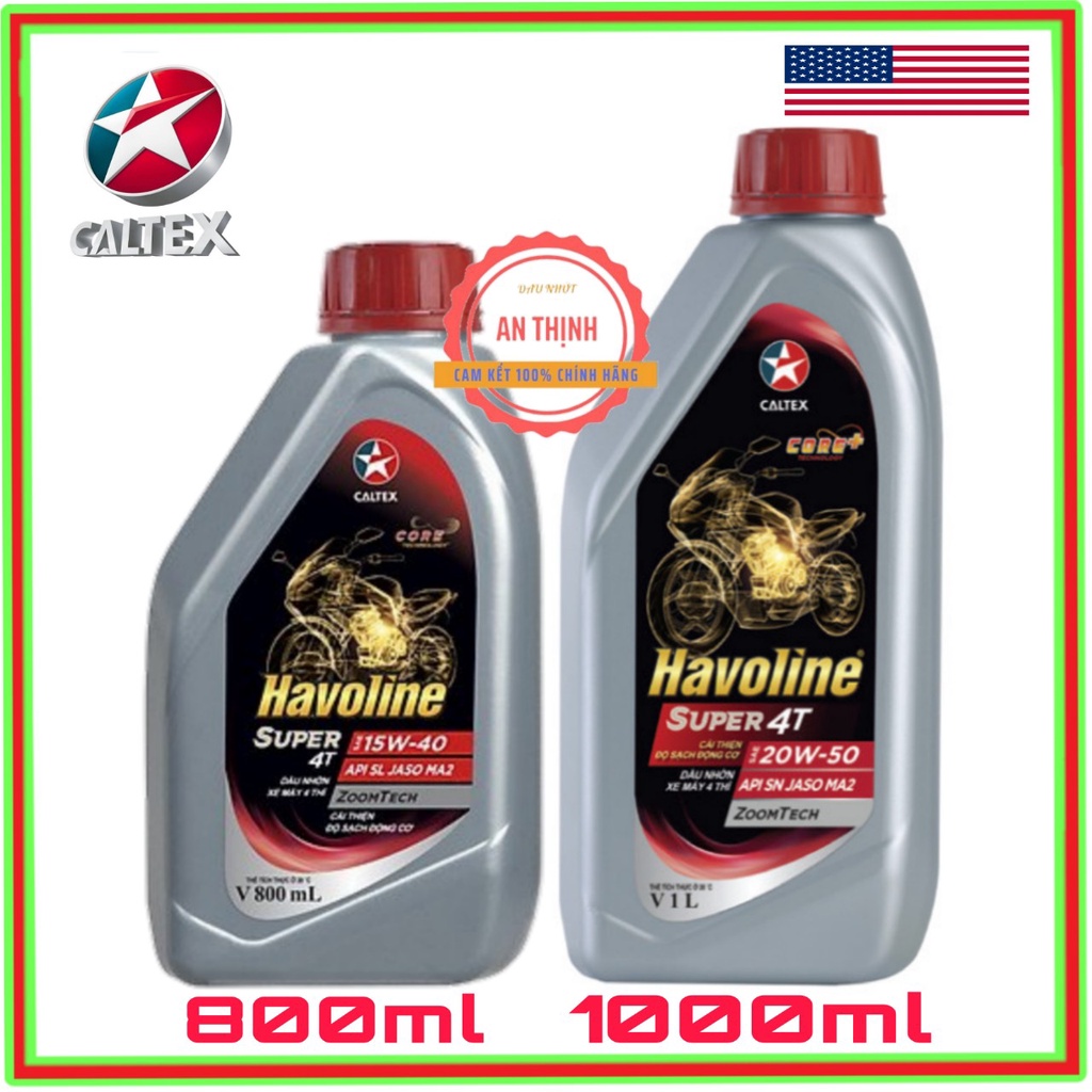 Nhớt xe số Caltex Havoline SUPER 4T 20w50 0,8 lít Và 20W50 1 Lít CAO CẤP CHÍNH HÃNG