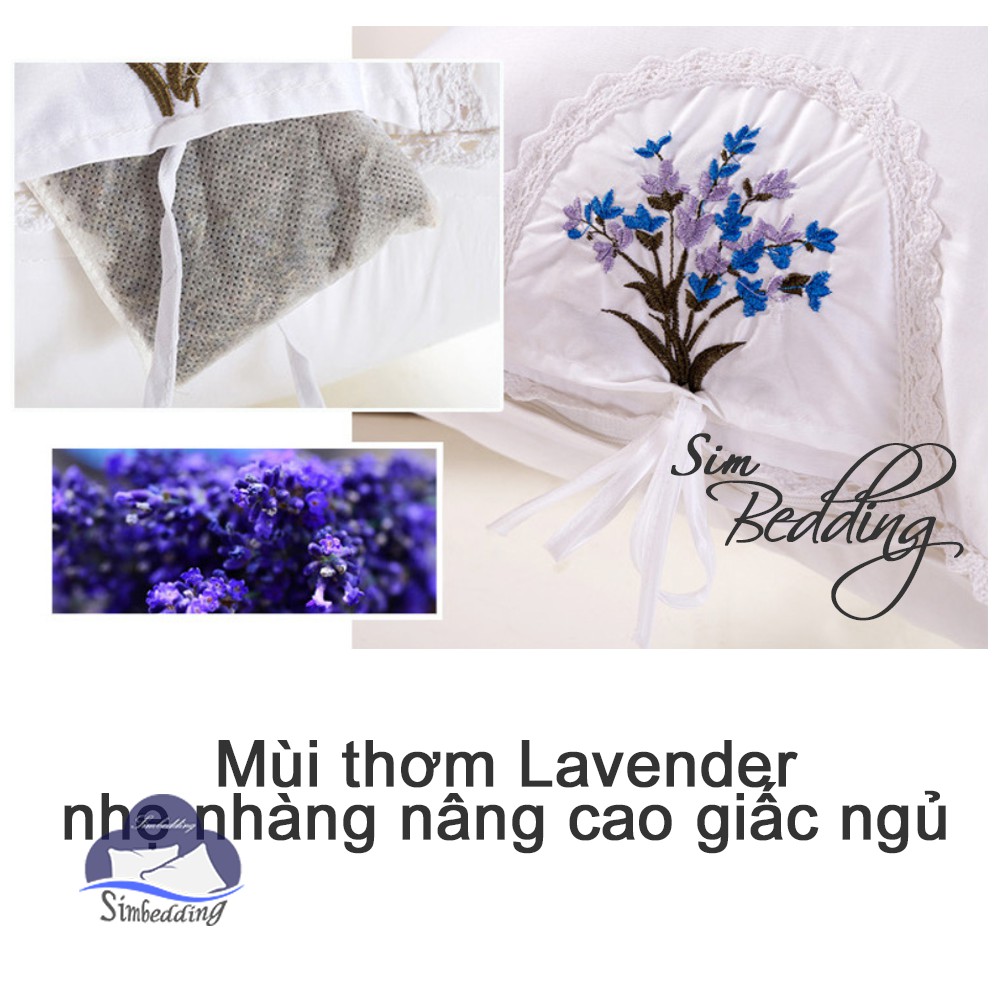 Ruột gối 💎SALE💎 thơm Lavender chất liệu bông tự nhiên cao cấp kháng khuẩn mềm mại kích thước 45x65 cm thêu họa tiết