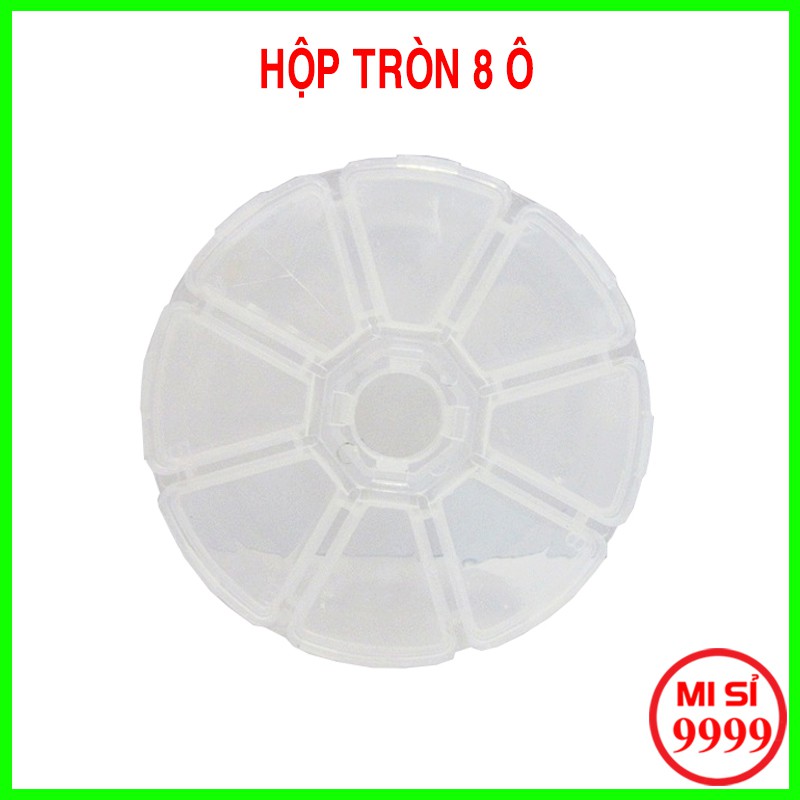 Hộp tròn 8 ô đựng đồ, đựng fan mi, mi rời, mi hủ, đựng trang sức và phụ kiện