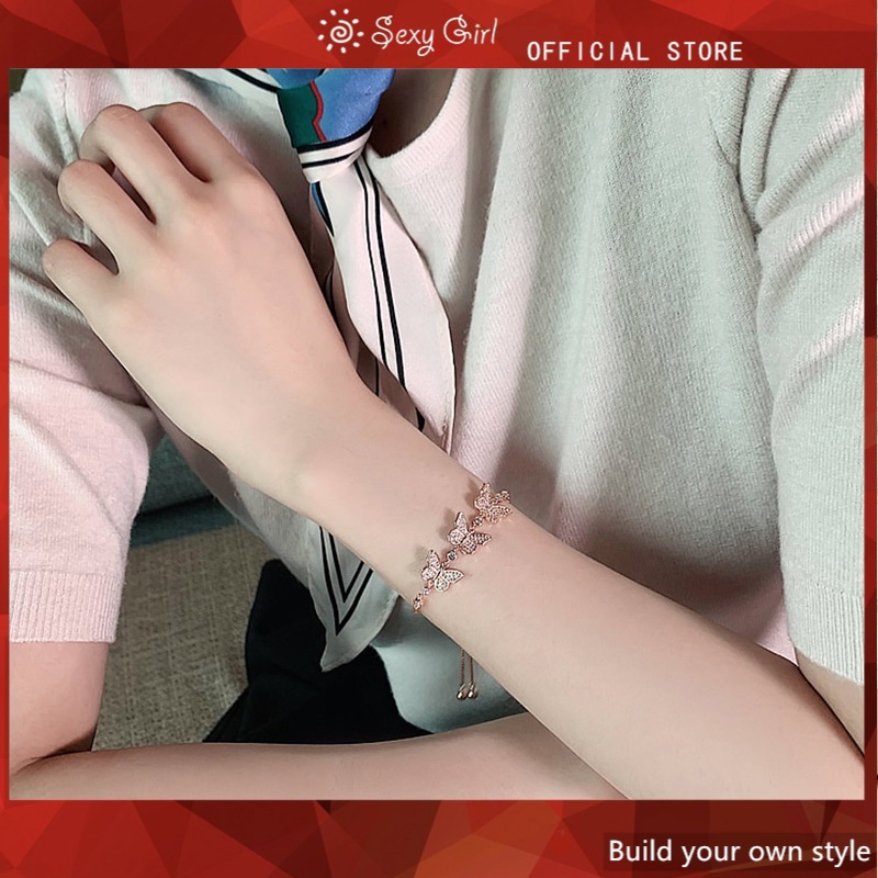Vòng Tay Mặt Hình Bướm Đính Đá Zircon Chất Lượng Cao Sang Trọng Quyến Rũ Cho Nữ