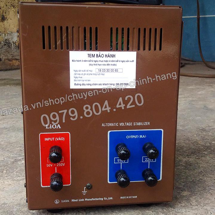 Ổn Áp Lioa 5KVA 1 Pha, 5000-DRII Dải 50-250V, Bảo Hành 4 Năm(Nâu)